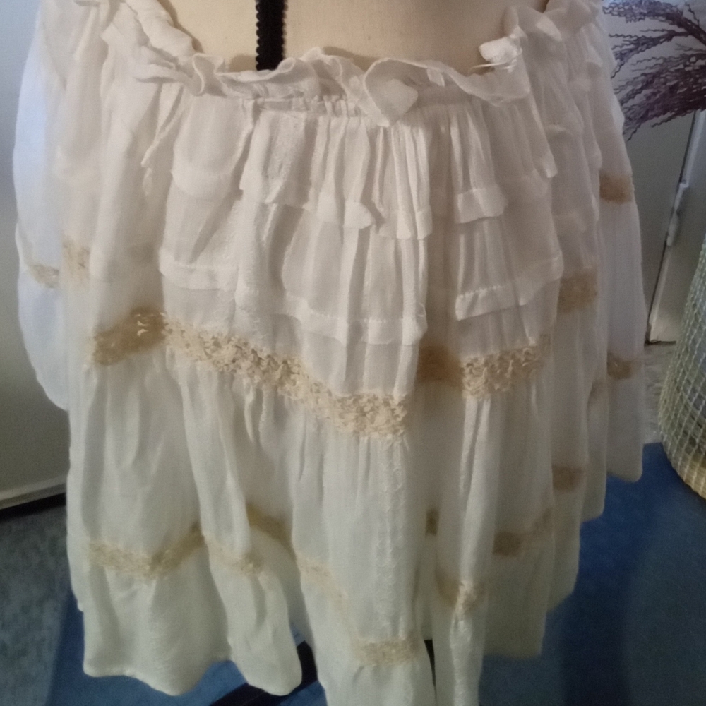 NWTS North Style White Cut Out Halter Dress w/Flowy Ruffled Drop Waist - Picture 8 of 8